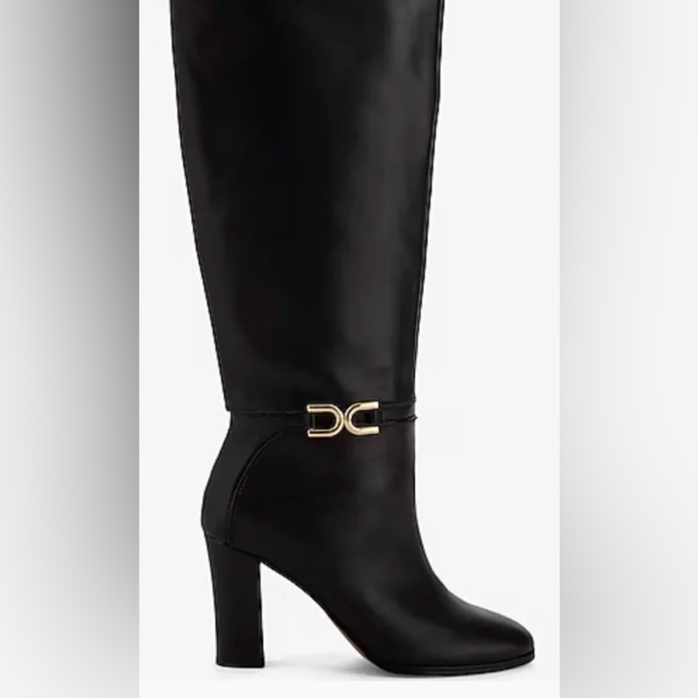 Leather Buckle Heeled Tall Boots